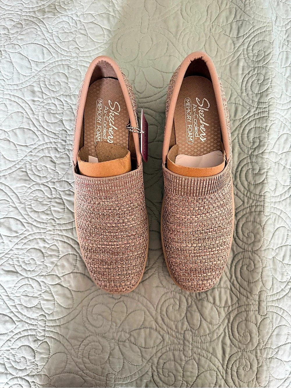 Skechers Pier-Lite Take A Sec Wedge Slip-On Shoes Taupe Pink Size 10 NWT